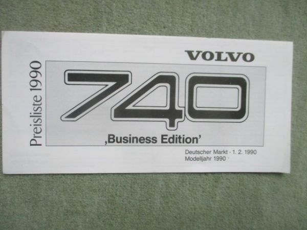 Volvo 740 Business Edition Preisliste 1.Februar 1990