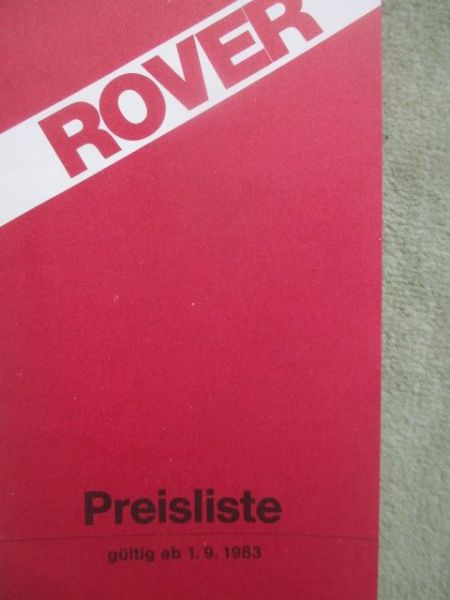 Rover Preisliste 1. September 1983