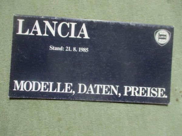 Lancia Modelle,Daten,Preise 21.August 1985