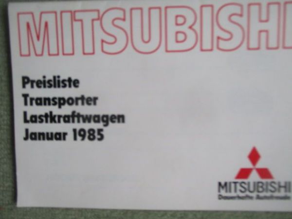 Mitsubishi Preisliste Transporter Lastkraftwagen Januar 1985