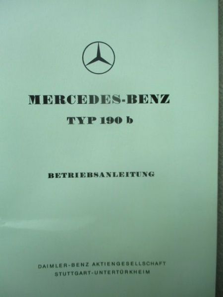 Mercedes Benz Typ 190b W121 Betriebsanleitung 1971