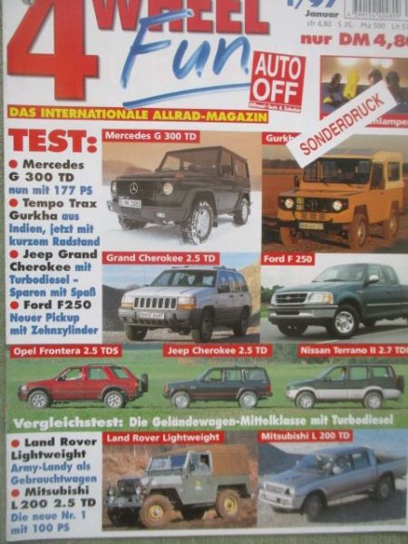 4 Wheel Fun 1/1997 Vergleichstest Jeep Cherokee 2.5TD vs. Opel Frontera 2.5TD