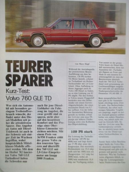 auto illustrierte 4/1983 Volvo 760 GLE TD Kurz-Test