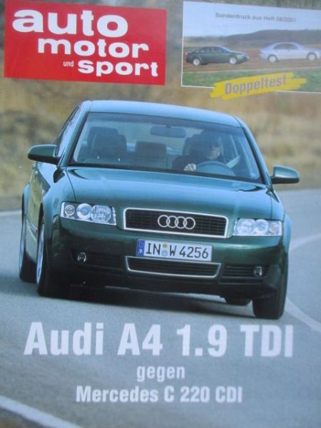 auto motor & sport 8/2001 Audi A4 1.9TDI vs. Mercedes C220 CDI W203