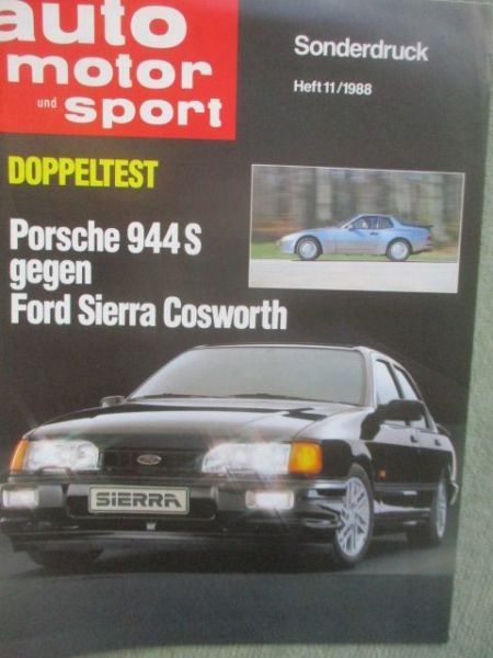 auto motor & sport 11/1988 Ford Sierra Cosworth vs. Porsche 944 S Doppeltest