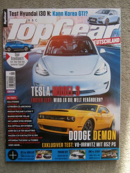 Top Gear11-12/2017 Tesla Model 3,Dodge Demon,Hyundai i30N,Polo,AMG GT C Cupé,Alaskan,SQ5,McLaren 570S Spider
