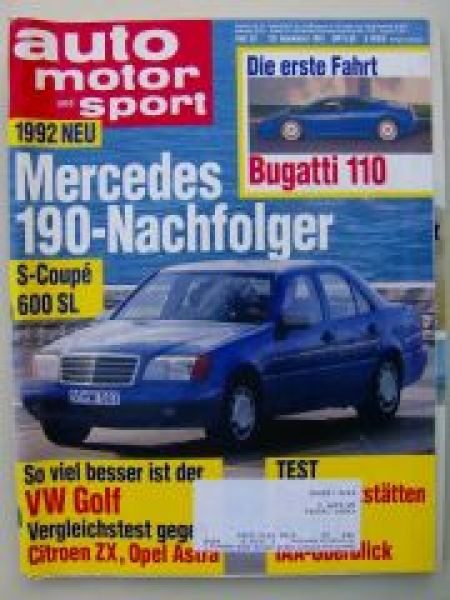 ams 20/1991 Bugatti EB110,Lexus SC400,Dauertest Audi V8