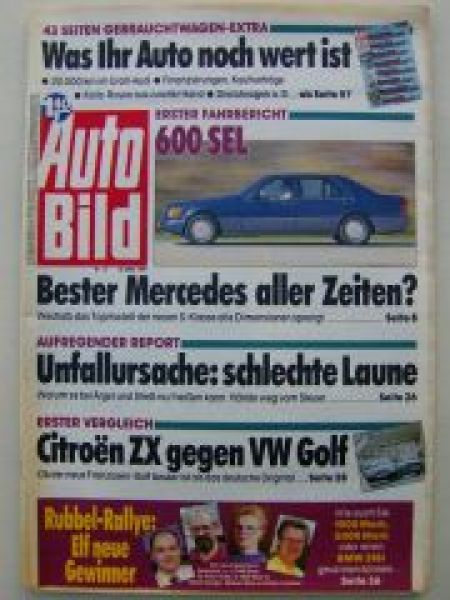 Auto Bild 12/1991 Mercedes 600SEL W140,Volvo 940,Glas 2600 V8