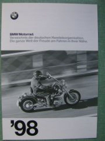 BMW Motorrad Verzeichnis deutscher Händler 1998 NEU