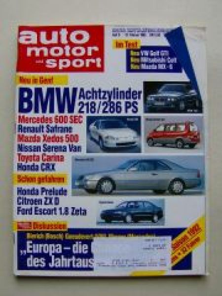 ams 5/1992 BMW 525iX E34, 300 D Turbo W124, Mazda MX-6 25i