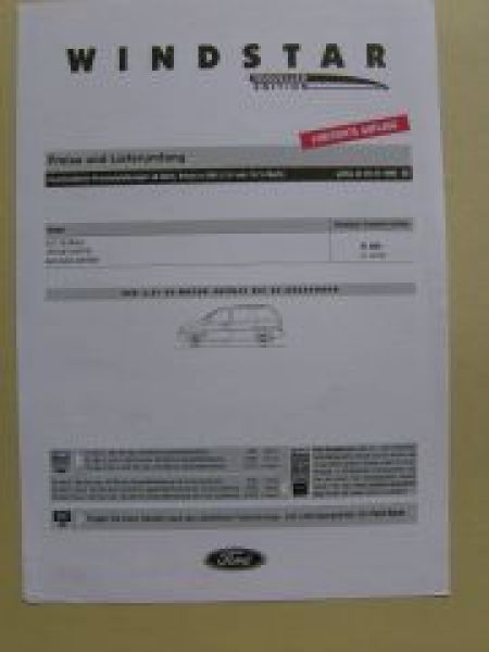 Ford Windstar Traveller Edition Limitierte Auflage Januar 1999