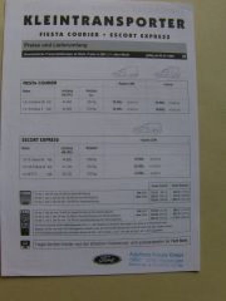 Ford Kleintransporter Fiesta Courier Escort Express Juni 1999