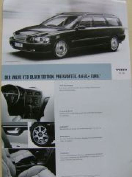 Volvo S60 +V70 Black Edition Prospektblatt Rarität