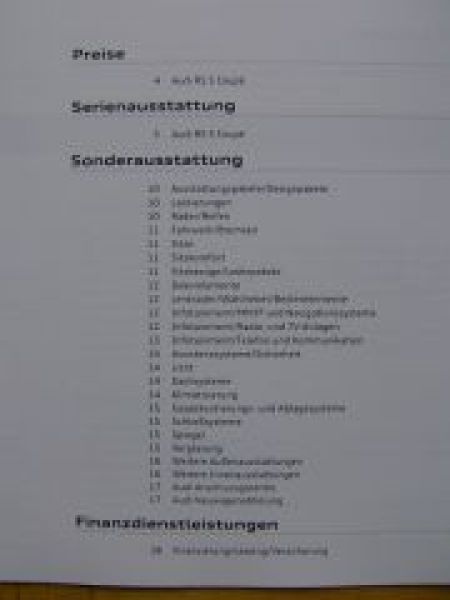 Audi Preisliste RS 5 Coupè Februar 2010 NEU