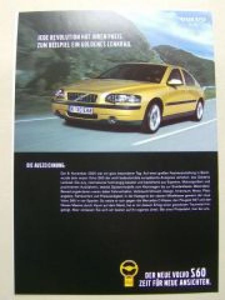 Volvo S60 Bild am Sonntag Goldenes Lenkrad Prospektblatt 2000