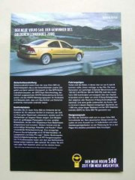 Volvo S60 Bild am Sonntag Goldenes Lenkrad Prospektblatt 2000