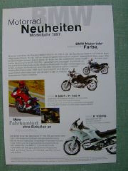 BMW Motorrad Neuheiten IFMA 1997 Prospektblatt