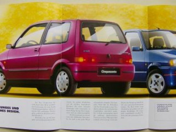 Fiat Cinquecento Prospekt Januar 1997 Soleil Suite Sporting S SX
