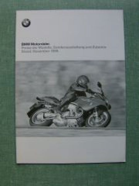BMW Motorrad Preisliste 1998 +Zubehör NEU