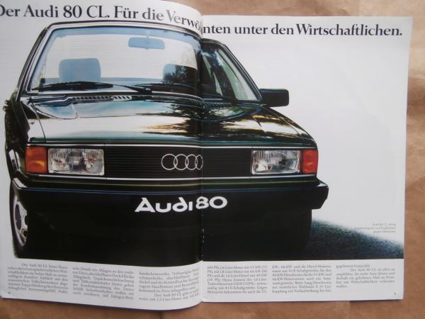 Audi 80 Typ 81 +CD +Diesel +GTE Prospekt August 1983 Rarität