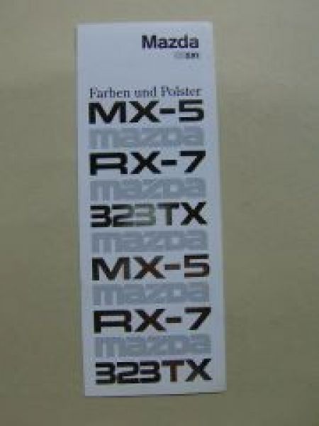 Mazda MX-5 RX-7 323TX Farben und Polster Februar 1991