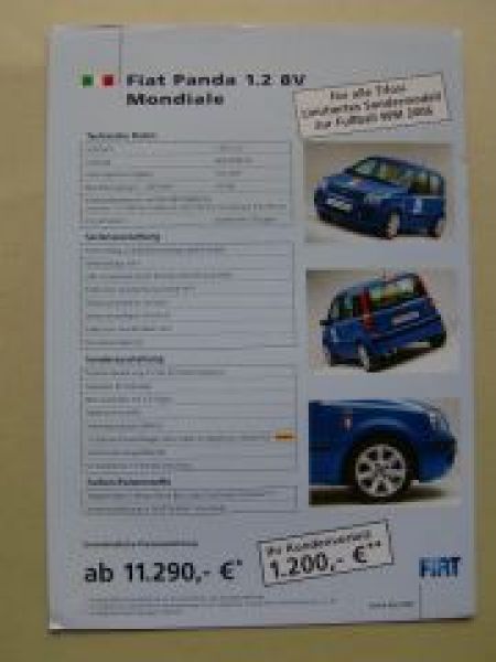 Fiat Panda 1.2 8V Mondiale WM 2006 Prospektblatt
