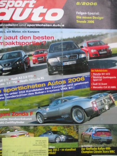 sport auto 5/2006 Nissan 350Z Dauertest,BMW 650i E64 Cabrio vs. XK 4.2V8 vs. SL500 BR230,Golf GT,