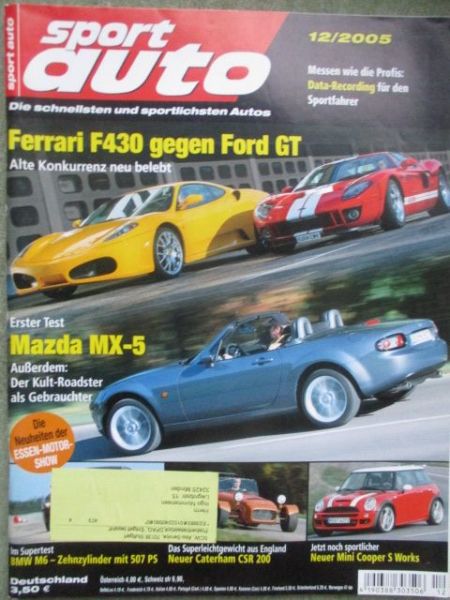 sport auto 12/2005 Mazda MX-5 (NC) Expression 2.0i MZR,F430 vs. Ford GT, Mini Cooper S Works,M6 Coupé,Brera 3.2JTS