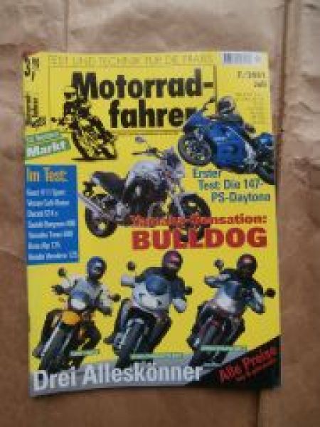 Motorradfahrer 7/2001 Yamaha BT 1100 Bulldog,Suzuki GSX 1400,Triumph Daytona 955i,