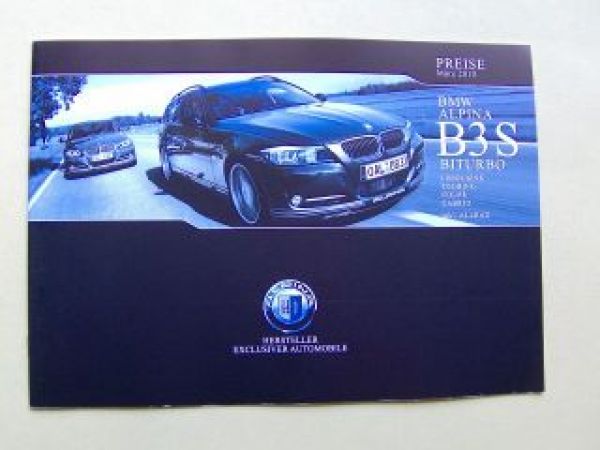 Alpina B3 S Biturbo E90 E91 E92 E93 März 2010 Preisliste