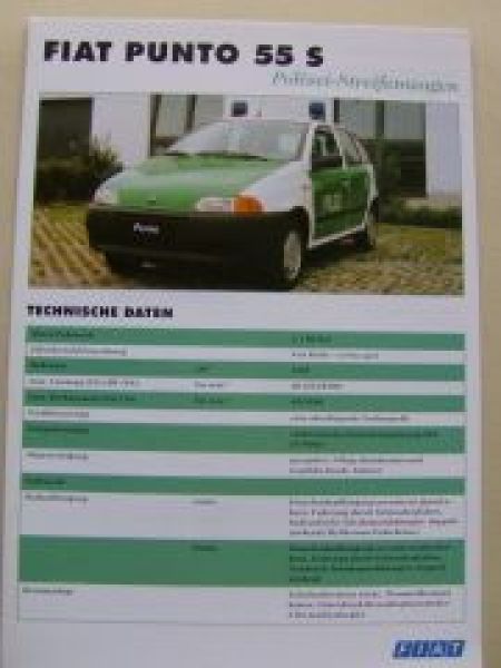 Fiat Punto 55 S Polizei-Streifenwagen Prospekt NEU