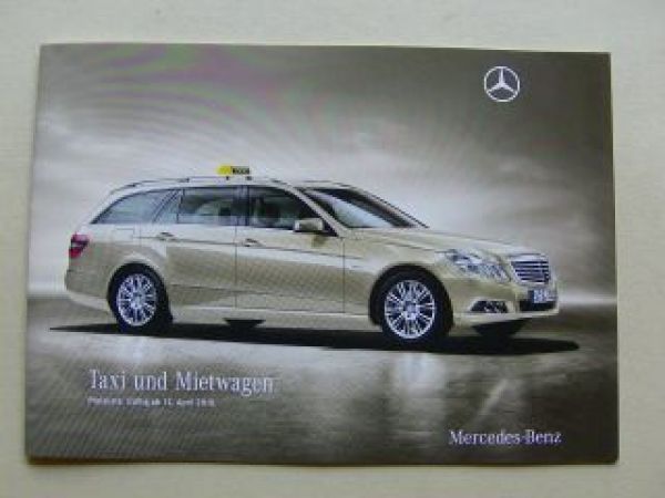 Mercedes Benz Preisliste Taxi und Mietwagen April 2010 NEU
