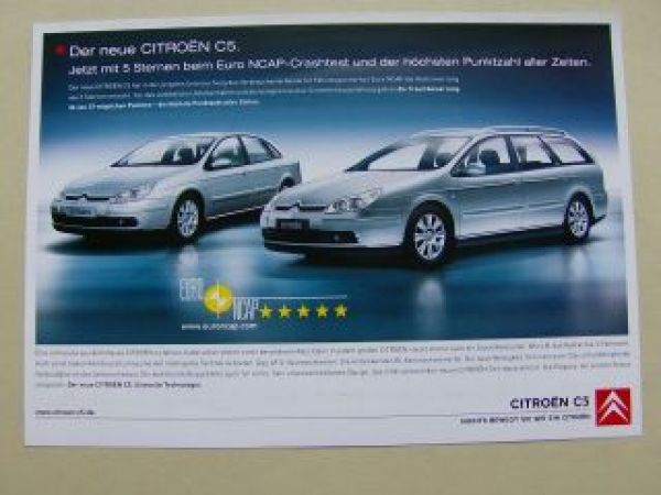 Citroen C4 C5 Prospektblatt NEU