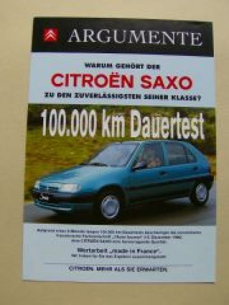 Citroen Saxo 100.000 KM Dauertest intern Prospekt