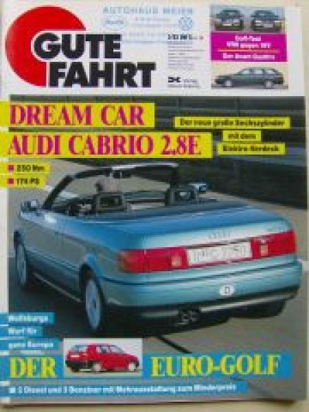 Gute Fahrt 3/1993 Audi Cabrio 2.8E, C4 Avant Quattro,Golf 3 VR6