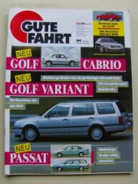 Gute Fahrt 9/1993 Audi S2 S4,Golf Ecomatic, Käfer Cabrio,VW 3000