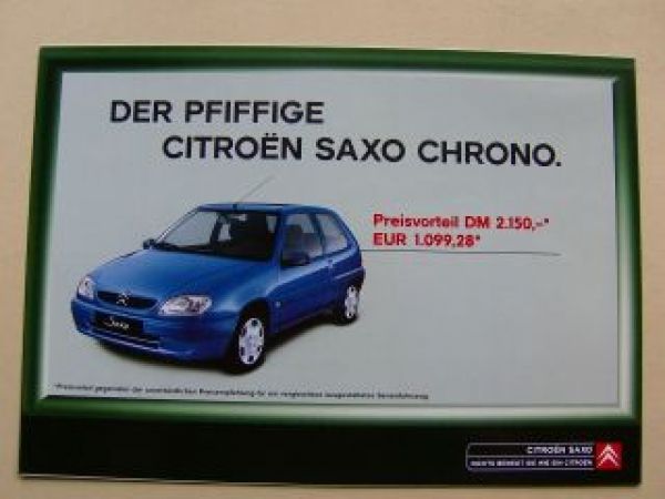 Citroen Saxo Chrono Dezember 1999 +Preisliste NEU