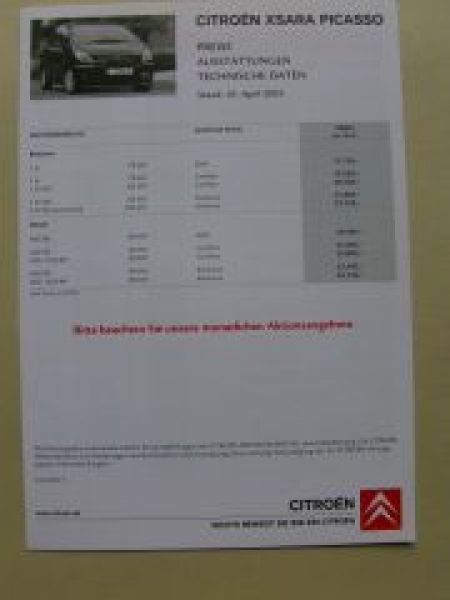 Citroen Xsara Picasso +Top-Edition 1.Juli 2004 NEU