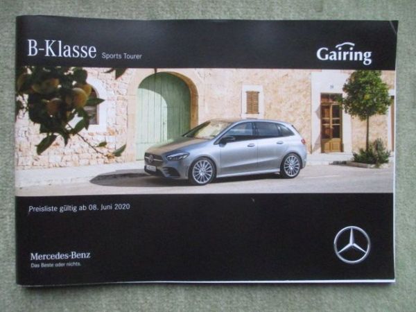 Mercedes Benz B250e W247 160d-220d B160-250 4Matic Preisliste 8.Juni 2020