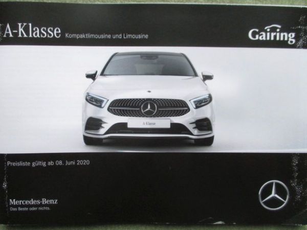 Mercedes Benz A-Klasse W177 250e+160d-220d 160-A250 4Matic Preisliste 8.Juni 2020