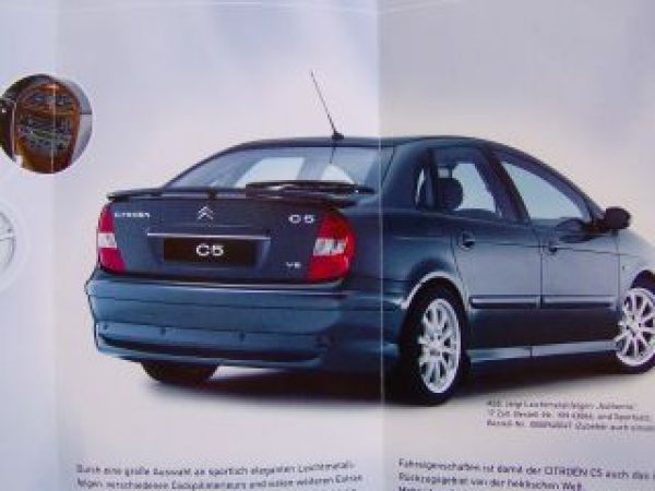 Citroen C5 Sportpaket Zubehör Flyer September 2001 NEU