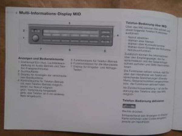 BMW Handy Bedienung übe MID,MFL und Bordmonitor Zusatzanleitung September 1997