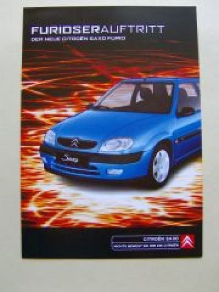 Citroen Saxo Furio Prospekt März 2001 +Preisliste NEU