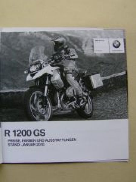 BMW R 1200 GS Prospekt Dezember 2009 +Preisliste NEU