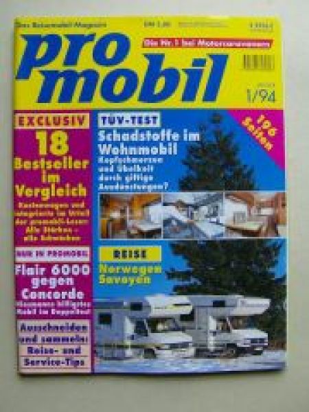 pro mobil 1/1994 Flair 6000, SKW Concorde 620,Bimobil VL350