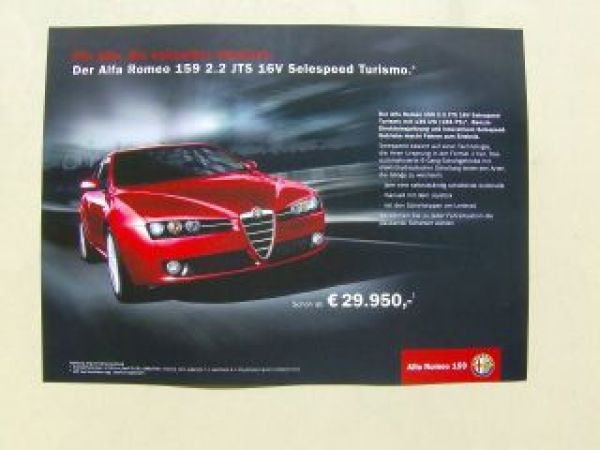 Alfa Romeo 159 2.2 JTS 16V Selespeed Turismo Prospektblatt