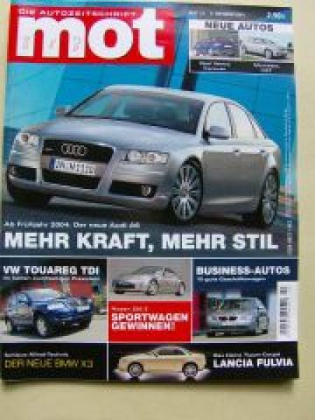 mot 22/2003 Audi A6, X3, Lancia Fulvia, Touareg TDI, BMW 520i E6