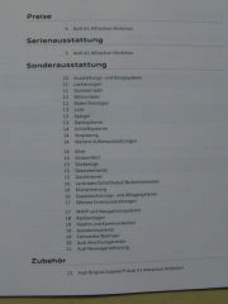 Audi Preisliste A1 August 2010 NEU
