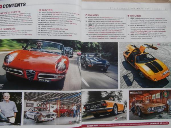 Thoroughbred & Classic Cars 11/2014 Lotus Elite, Triumph TR6,Mercedes C111,Alfa Giulia Sprint GTA,Lamborghini Espada,