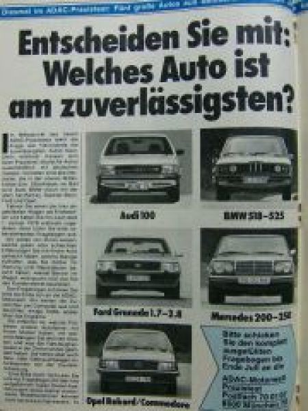 ADAC motorwelt Juli 1981 BMW 518-525 E12,Audi 100